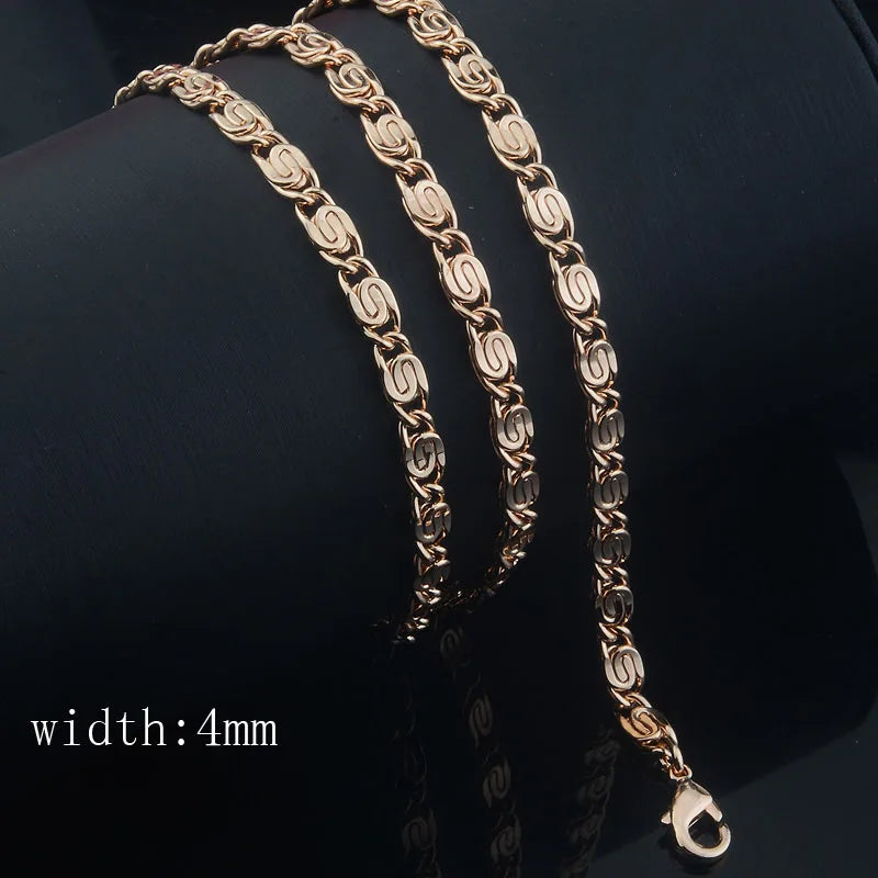 10 Style 50cm 60cm Men Women Necklace 585 Rose Gold Color ChainJewelry