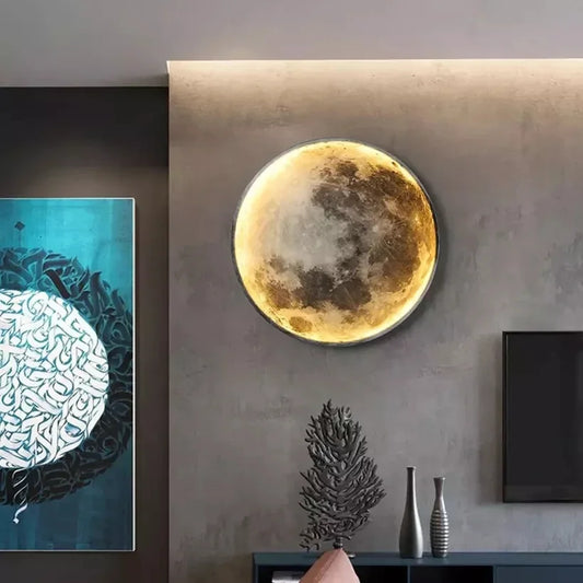 Moon Wall Lamp Aisle Corridor Mural Art Sconce Foyer Hallway Gallery Background Decoration Kid Bedroom Bedside Led Celing Light