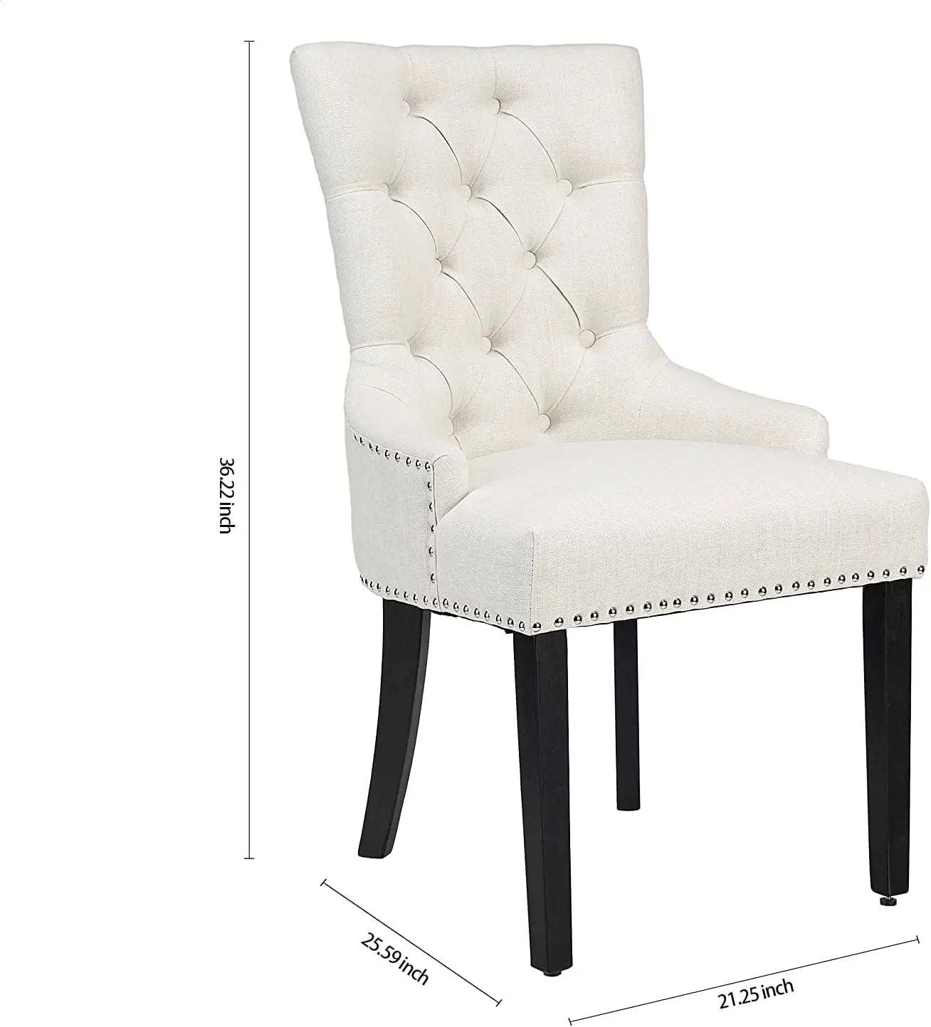 Modern Elegant Button-Tufted Upholstered Fabric With Nailhead Trim Side Chair for Dining Room Accent Chair for Bedroom