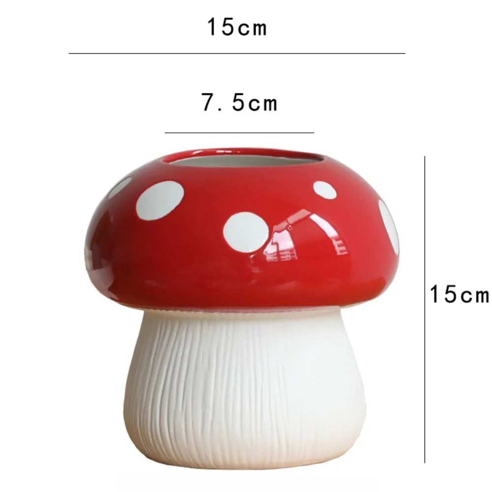 Modern Mushroom Ceramic Vase Living Room Flower Arrangement Ornaments Green Plant Flowers Hydroponic Vase Crafts Home Decoration