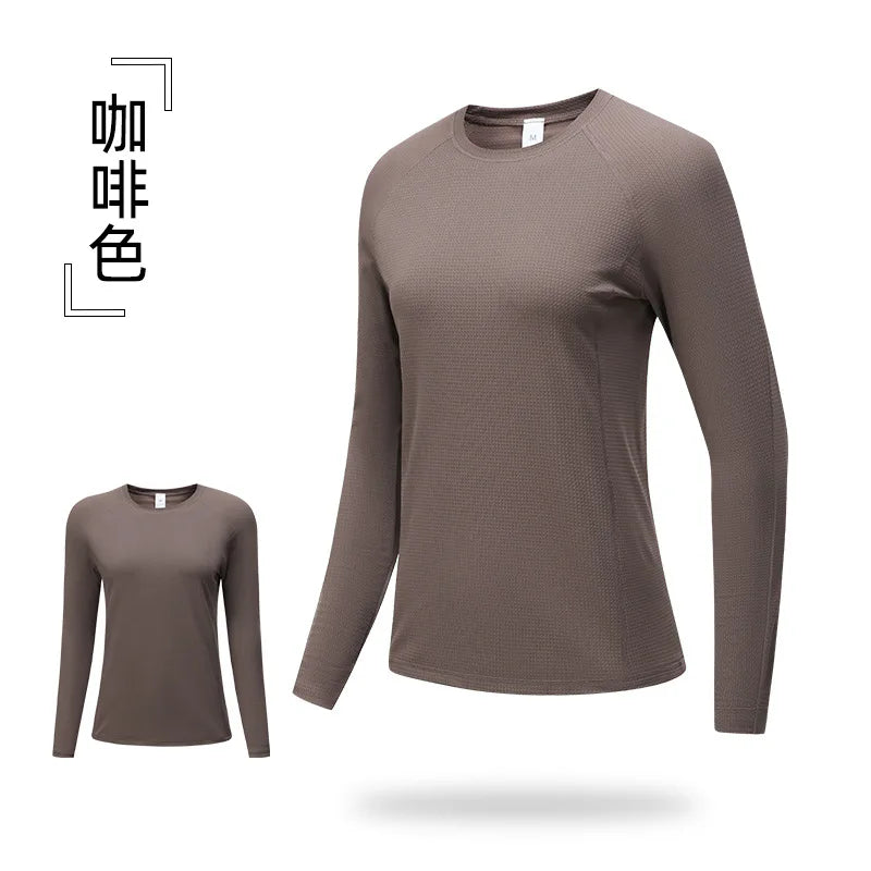 Women's Yoga Top Quick Dry Long Sleeved Ice Silk Sports Wear for Fitness Running Jogging Gym Female Workout Tops Woman T-shirt