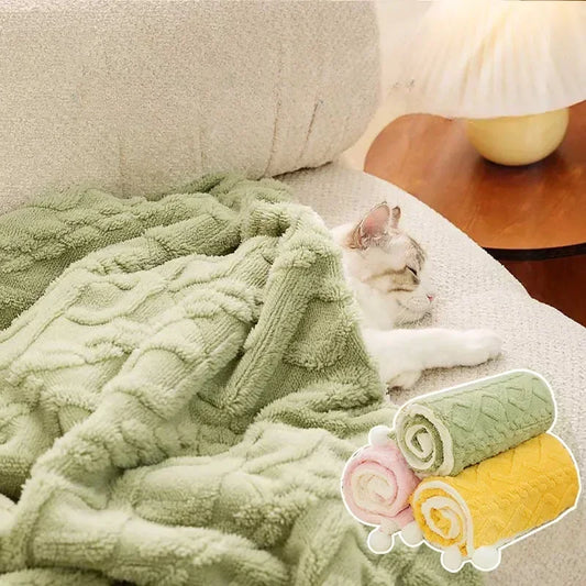 Candy Color Pet Blanket Cat Warm Blanket Thickened Flannel Dog Kennel Dog Sleeping Mat Autumn and Winter Dog Mat Pet Supplies