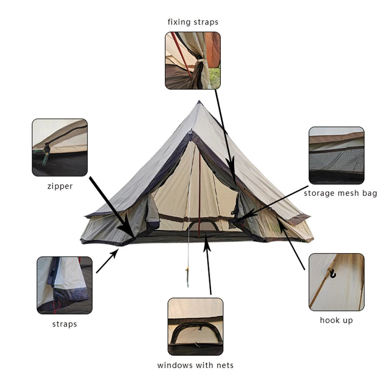 Waterproof Four Seasons Indian Luxury Family Yurt Camping Tents