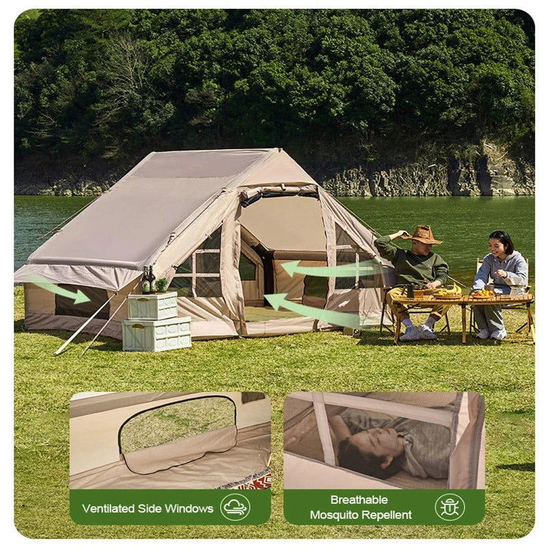 Luxury Inflatable Air Tube Tent, Big Soundproof, Transparent Equipment, Camping, Outdoor, Hiking, Water Proof, Clear, 5-8 People