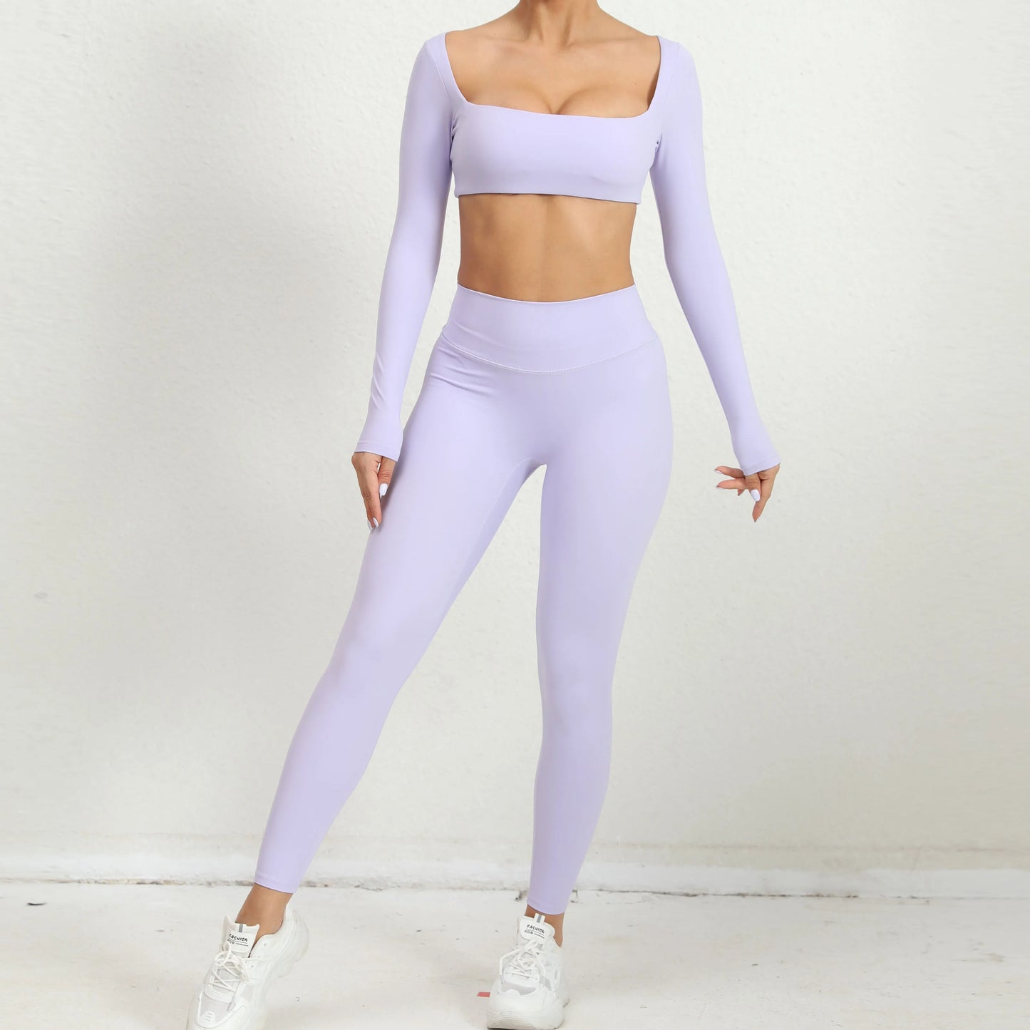 Women Tracksuit Yoga Set 2PCS Sportswear Workout Clothes Athletic Wear Gym Legging Fitness Bra Crop Top Long Sleeve Sports Suits