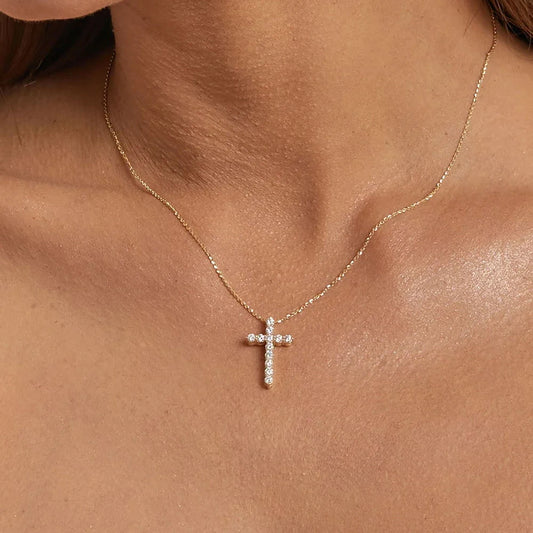 Cubic Zirconia Crucifix Cross Neckalce for Women Simple Layered Jewelry