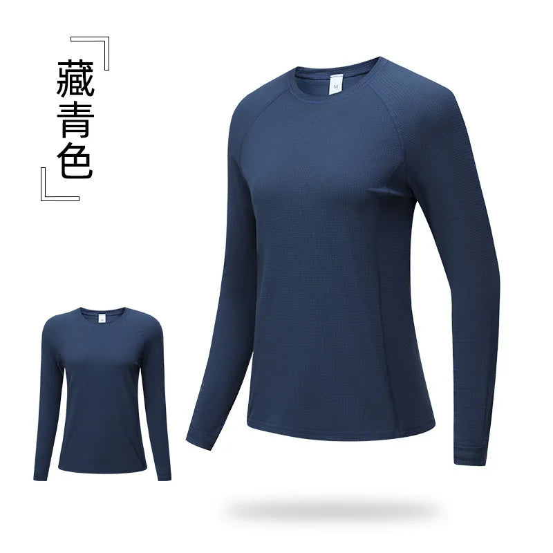 Women's Yoga Top Quick Dry Long Sleeved Ice Silk Sports Wear for Fitness Running Jogging Gym Female Workout Tops Woman T-shirt