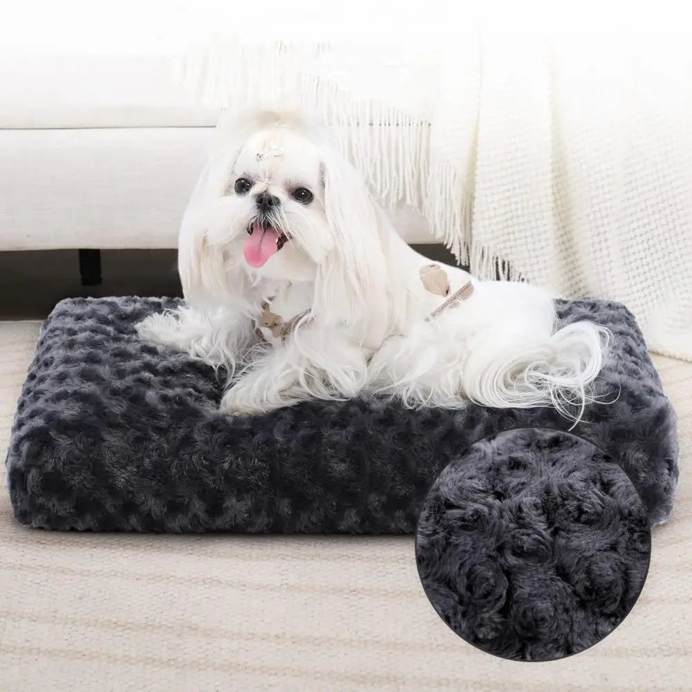 Dog Bed Soft Fuzzy Washable Cover Non-slip Bottom Rectangle Large Sized Dog Puppy Sleeping Mattress Mat Cushion Pet Supplies