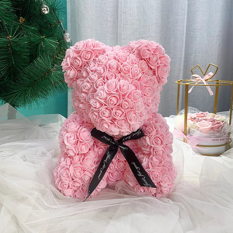 1pcs 25cm Rose Bear Artificial Foam Rose Flower Teddy Bear Valentines Day Gift Birthday Party Spring Wedding Party Decoration