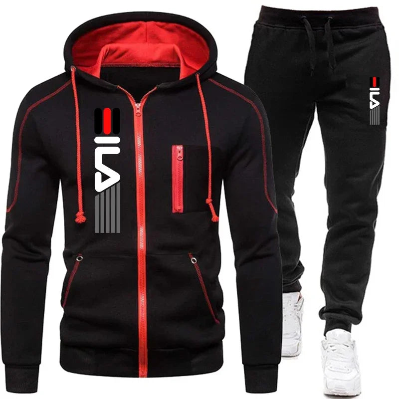 Men's track suit Fall Tracksuit Men's zip-up hoodie + sweatpants 2 piece hooded casual suit men's jogging wear