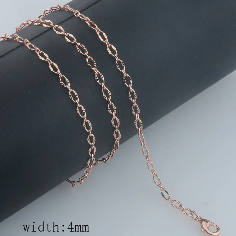 10 Style 50cm 60cm Men Women Necklace 585 Rose Gold Color ChainJewelry