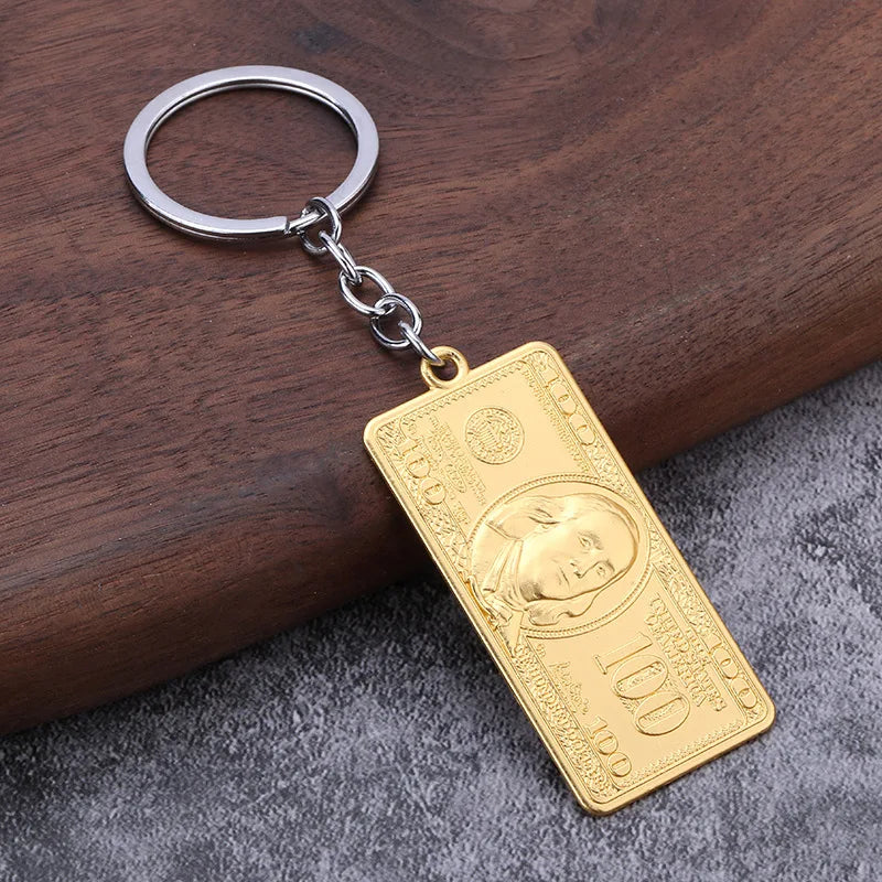 3D Mini US Dollar Keychain Hip-hop Retro Vintage Key Ring Purse Bag Backpack Car Key Accessories Friends Gifts