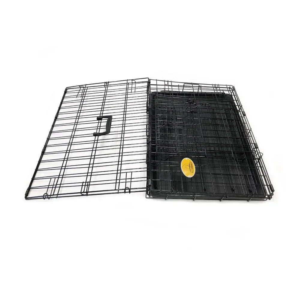 Double Door Folding Wire Dog Crate, Black, Medium, 36"L