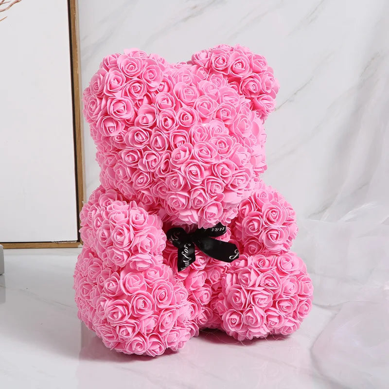 1pcs 25cm Rose Bear Artificial Foam Rose Flower Teddy Bear Valentines Day Gift Birthday Party Spring Wedding Party Decoration