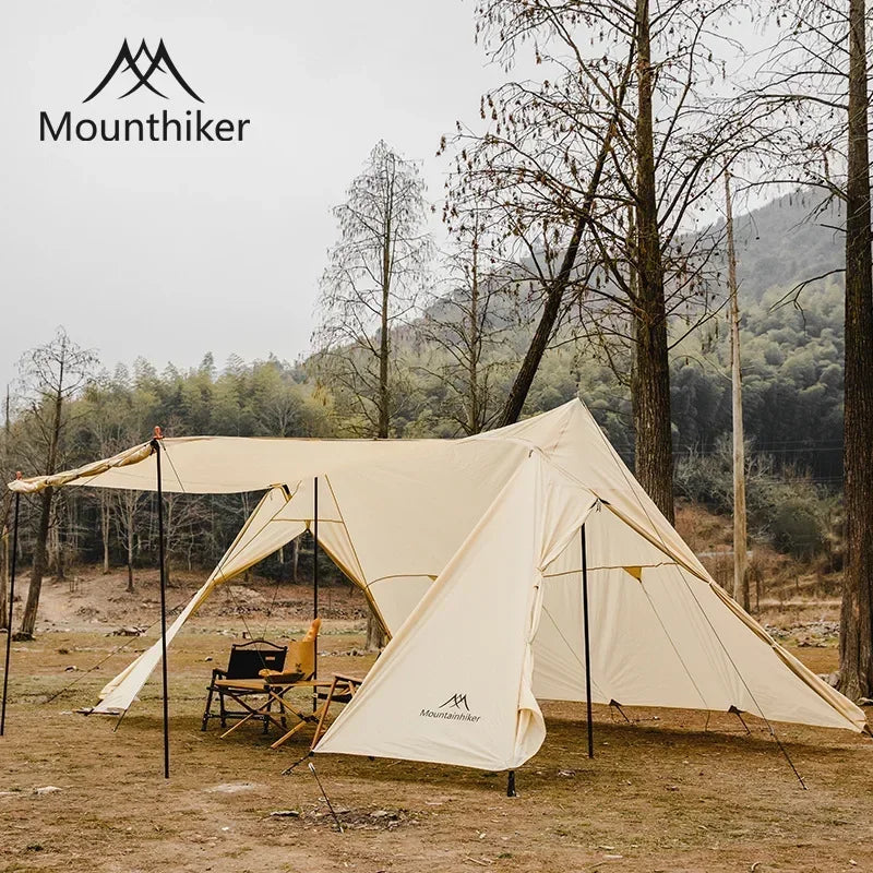 Mounthiker 5-8 Persons Black Ivory Polyester Luxury Shade Tent Self-Driving Outdoor Hiking Wilderness Camping Sky Shelter Tents