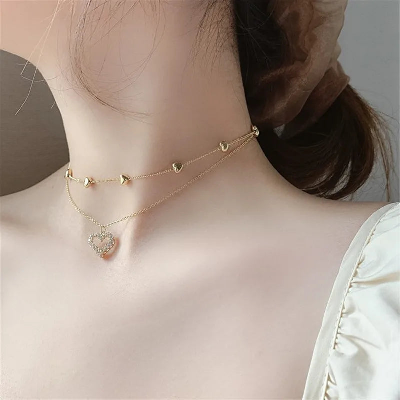 2025 Trend Elegant Jewelry Crystal Circle Pendant Necklace Golden Color Unquie Women Fashion Necklace Wholesale