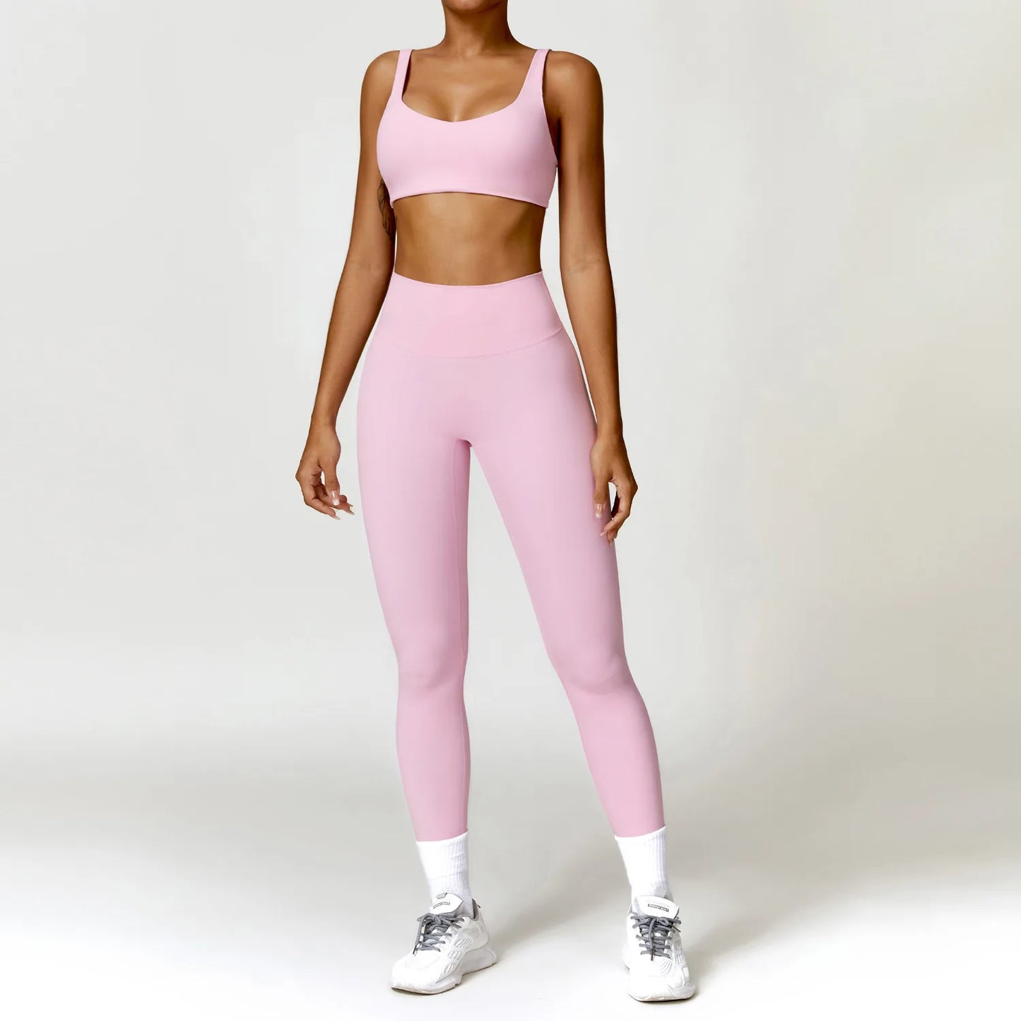 Yoga Set Women Naked Feel Fitness Sportswear 2 Piece Sports Bra High Waist Gym Leggings Long-Sleeved Workout Outfit Active Wear