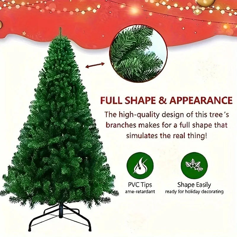 Christmas Ball Christmas Tree Ornament Artificial Christmas Tree With Foldable Stable Metal Stand, Premium Green Artificial