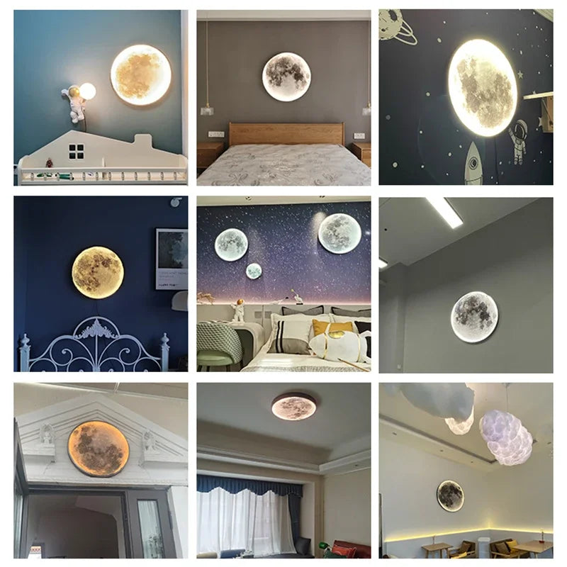 Moon Wall Lamp Aisle Corridor Mural Art Sconce Foyer Hallway Gallery Background Decoration Kid Bedroom Bedside Led Celing Light