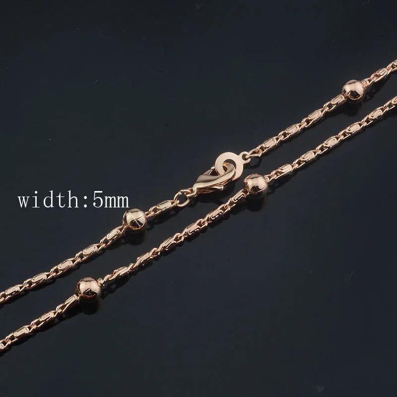 10 Style 50cm 60cm Men Women Necklace 585 Rose Gold Color ChainJewelry