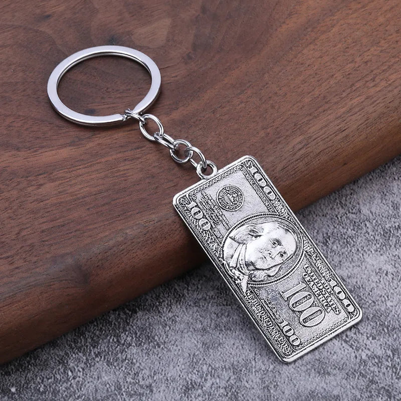 3D Mini US Dollar Keychain Hip-hop Retro Vintage Key Ring Purse Bag Backpack Car Key Accessories Friends Gifts