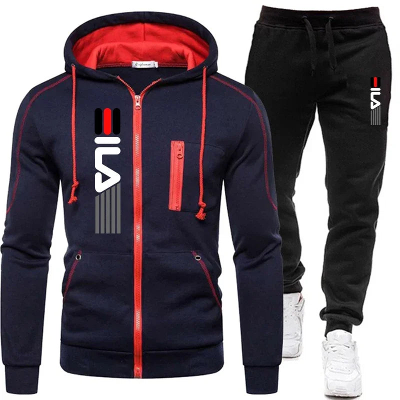 Men's track suit Fall Tracksuit Men's zip-up hoodie + sweatpants 2 piece hooded casual suit men's jogging wear