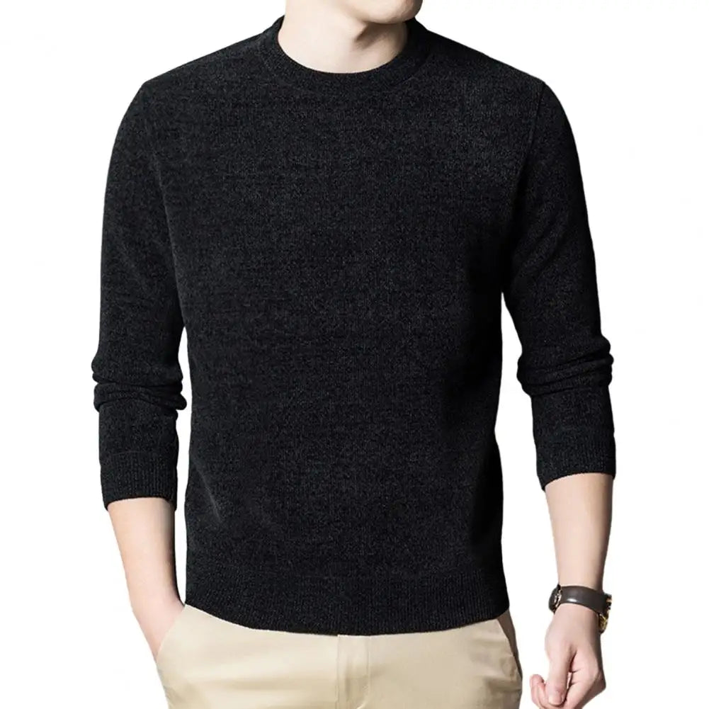 Comfortable Men Sweater Thick Knitted Men's Sweater Round Neck Long Sleeves Casual Pullover for Home Office for Men