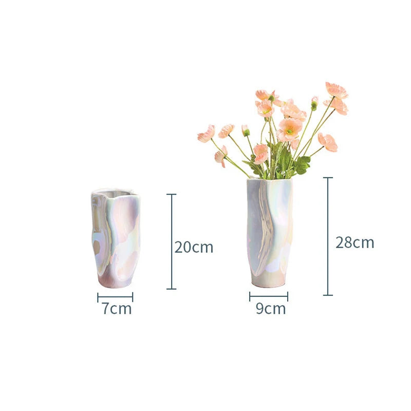 Creative Ceramics Colorful Vases Exquisite Hydroponic Flower Ware Desktop Ornaments Crafts Living Room Office Bookcase Vase Gift