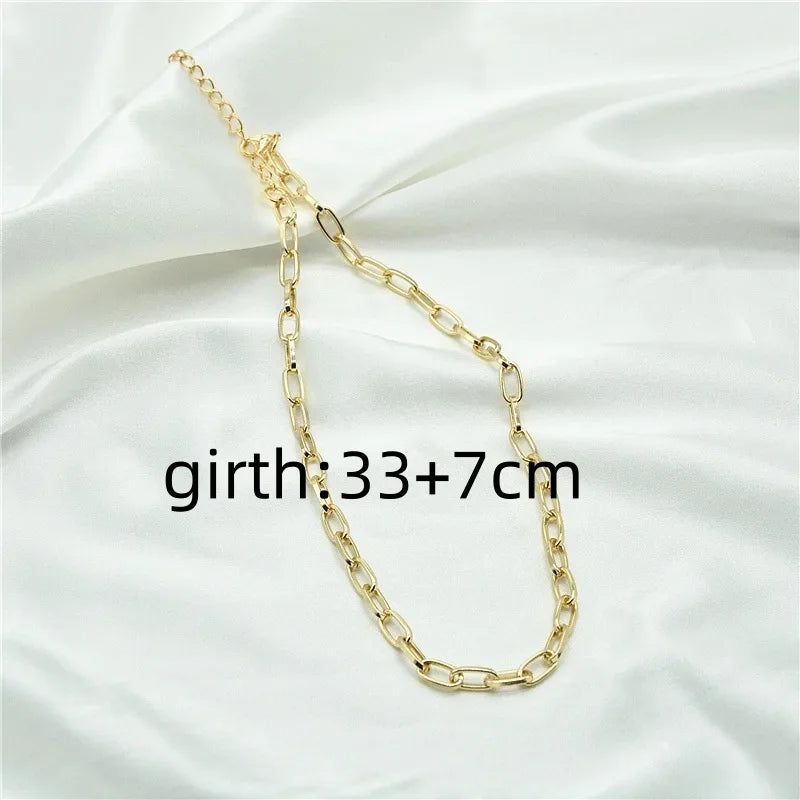 Fashion Big Retro Necklace for Women Twist Gold Color Chunky Thick Lock Choker Chain Collar Party Jewelry