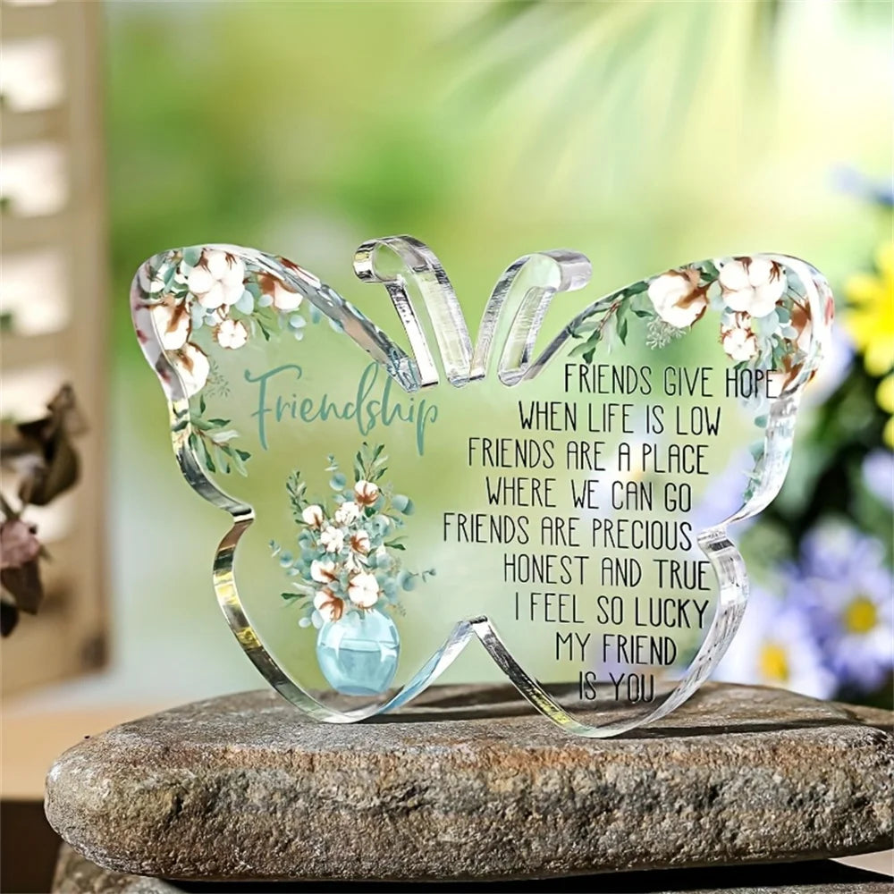 Acrylic Bestie Gifts for Women Friendship Souvenir Table Decor Female Friend Women Birthday Gifts Butterfly Desktop Decoration